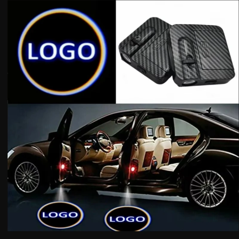2 peças de lâmpada LED sem fio para porta de carro, projetor laser de boas-vindas, luz de advertência atmosférica, adequada para todos os modelos de a