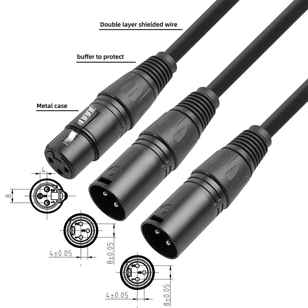 50cm 3 Pin Jack for Canon XLR Female to Dual XLR Male Y Splitter Adapter Cable