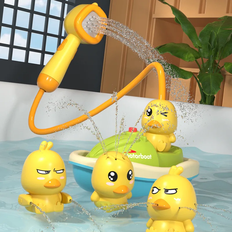 Baby Shower Bathroom Water Playing Little Yellow Duck Flower Shower Divine Device Water Spray Water Playing Toy