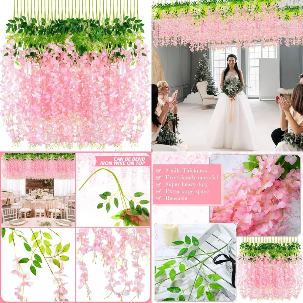 

Искусственная гирлянда глицинии: 108 шт., длина 43,2 дюйма, подвесные искусственные цветы из шелковой лозы для наружного и внутреннего декора