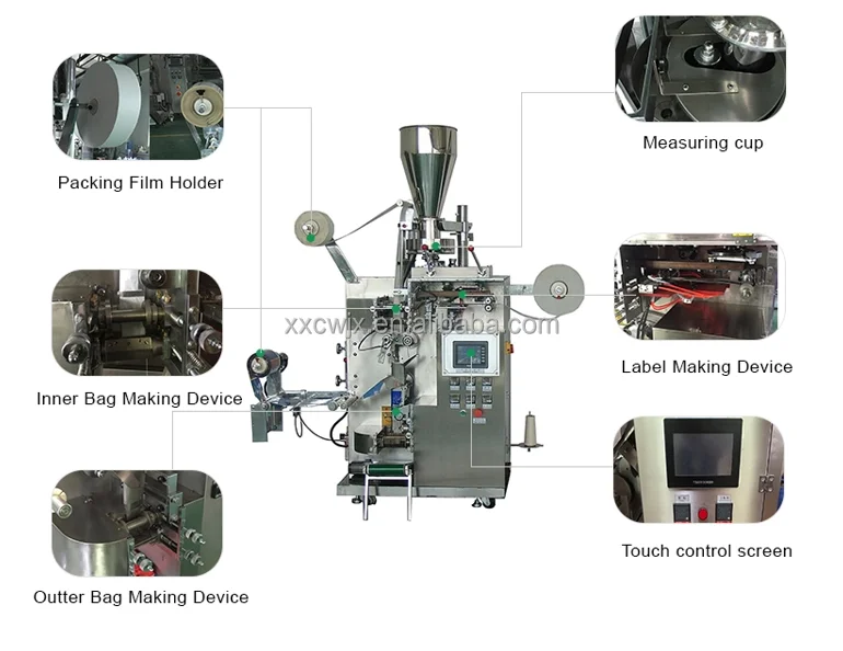 Small Sachets Automatic Rice Spices Powder Coffee Automatic Inner and Outer Bag Vertical Tea Bag Packing Machine