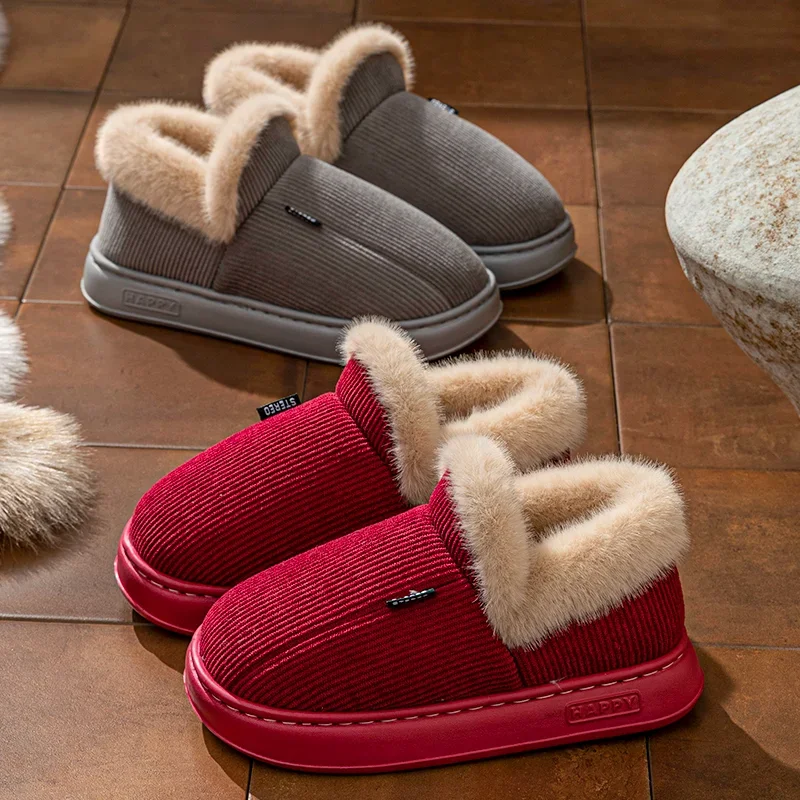 

Новая мода в лаконичном стиле для пар, зимние теплые пушистые тапочки, мягкие нескользящие шлепанцы для мужчин и женщин, домашняя домашняя хлопковая обувь