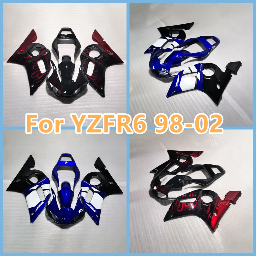 Body Frame For YAMAHA YZF R6 1998 1999 2000 2001 2002 Injection Bodywork Cowling YZF-R6 02 01 99 98-02 Fairing Kit Red Flames