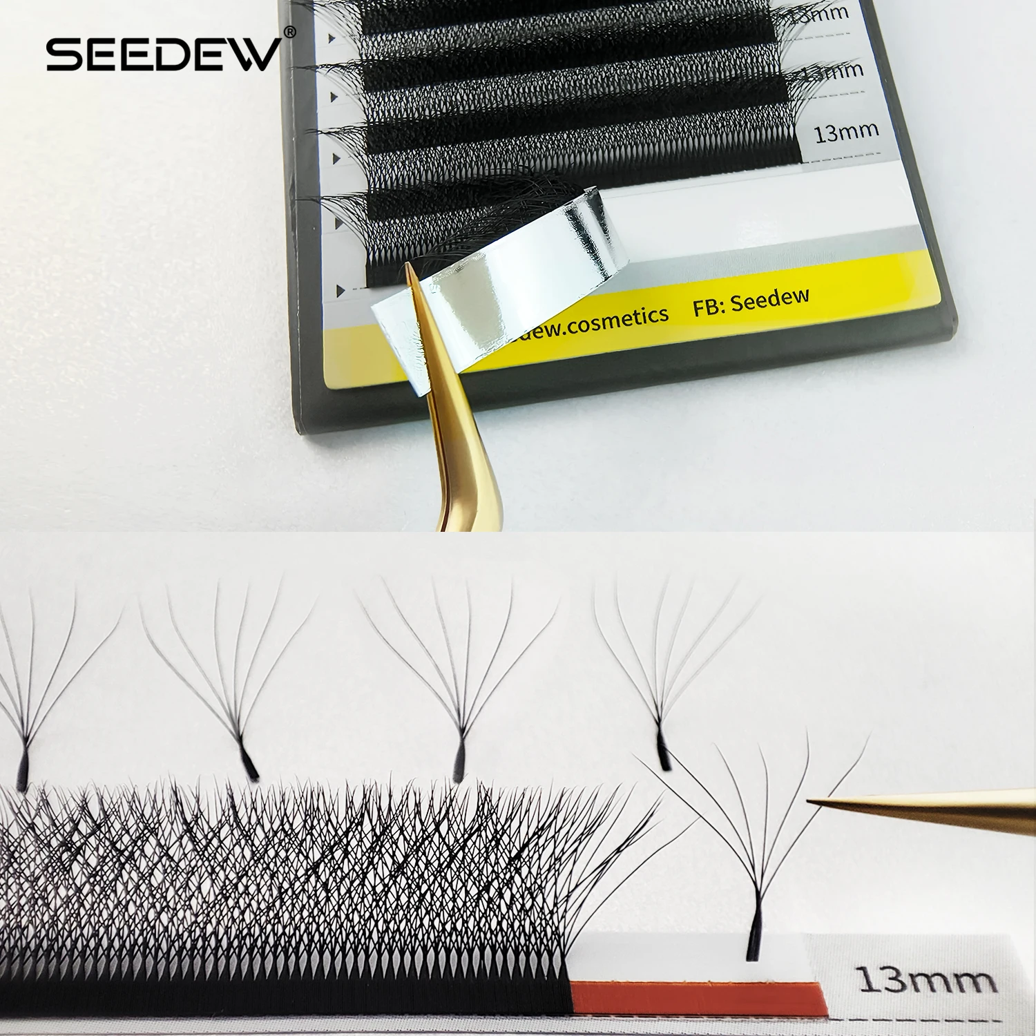 SEEDEW 6D W Shape Lashes 0.07mm Premade Volume Fans Eyelashes Extension Soft  Automatic Flowering Lashes