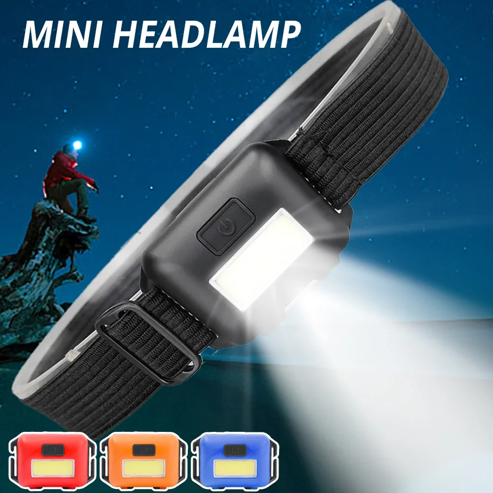 Super brilhante COB LED farol, farol leve, lanterna principal, 3 modos, pilhas AAA incluídas