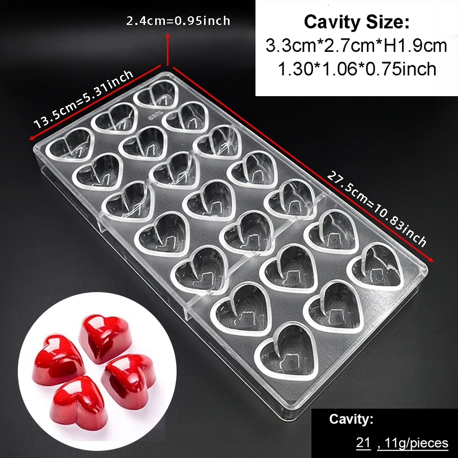 Chocolate Mold Valentine's Day Polycarbonate Candy for Baker Trays Pans Confectionery Bakery Baking Pastry Tools