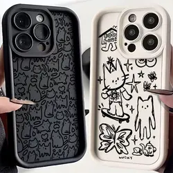 Cute Black Kitten Sketch Cat Phone Case For OPPO Reno 2 3 4 5 6 7 7Z 8 8T 10 11 11F 12 12F Pro Plus 4G 5G Soft TPU Back Cover