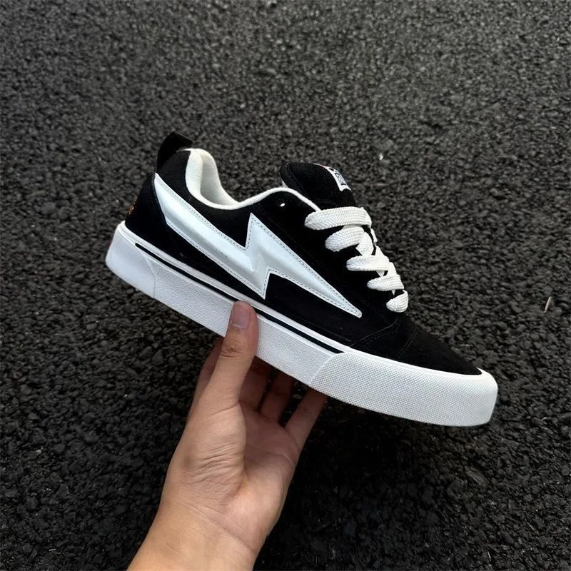 Men Casual Shoes 2026 Woven Afro Embroidered Vintage Street Skate Shoes, Unisex Black White Sole Lightning Bread Sneakers