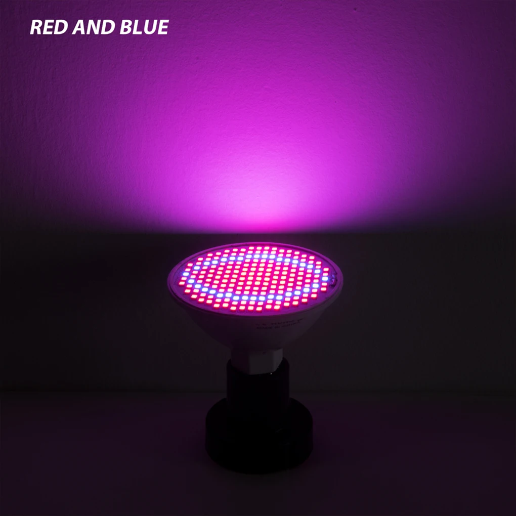 หลอดไฟ E27สำหรับ Grow ผักในร่มห้องนั่งเล่นปลูกต้นไม้ในร่มโคมไฟสเปกตรัมสีแดงสีน้ำเงินอุปกรณ์สำหรับบ้าน200เม็ด