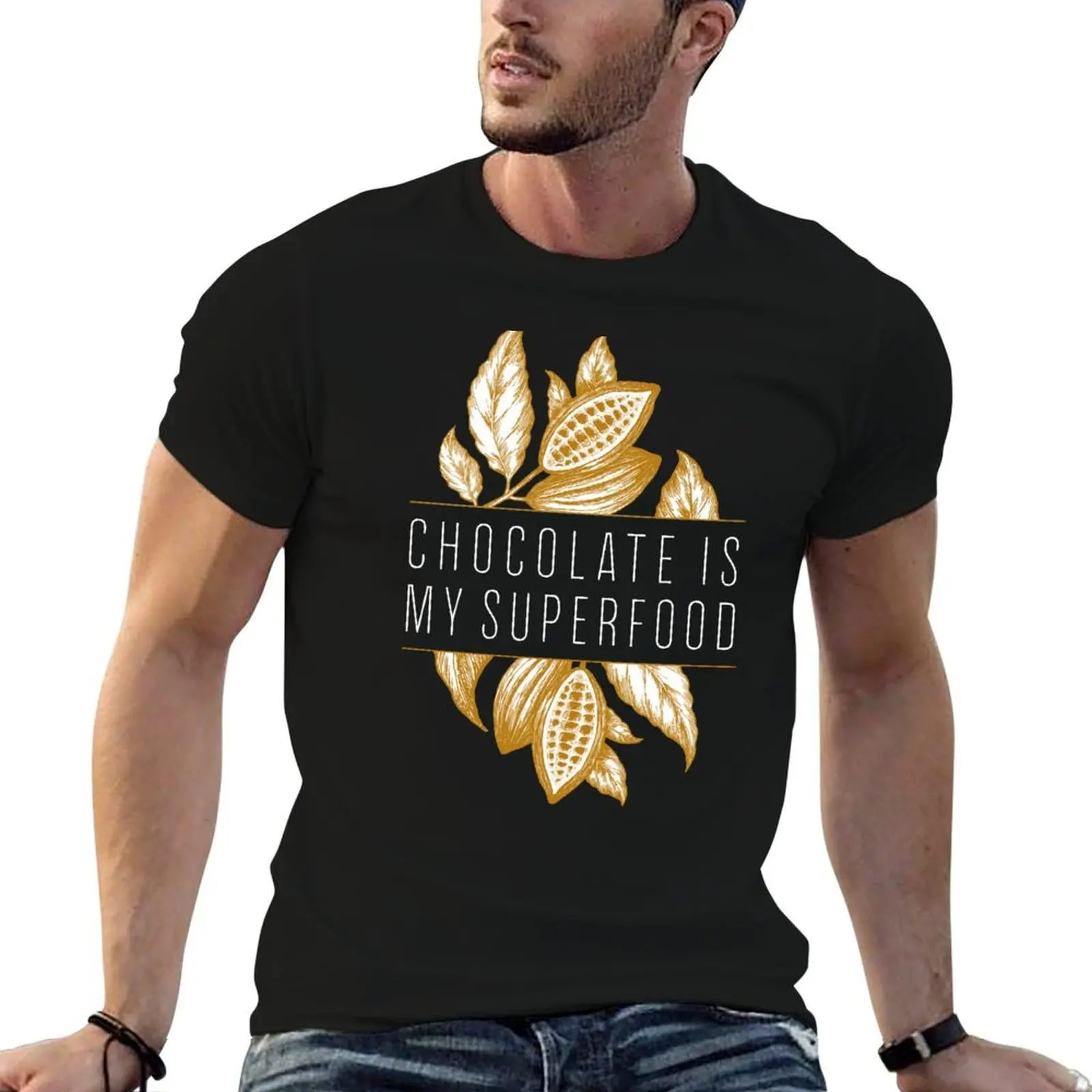 

Chocolate Is My Superfood T-Shirt cotton tshirt 100% cotton t shirt man T-Shirt