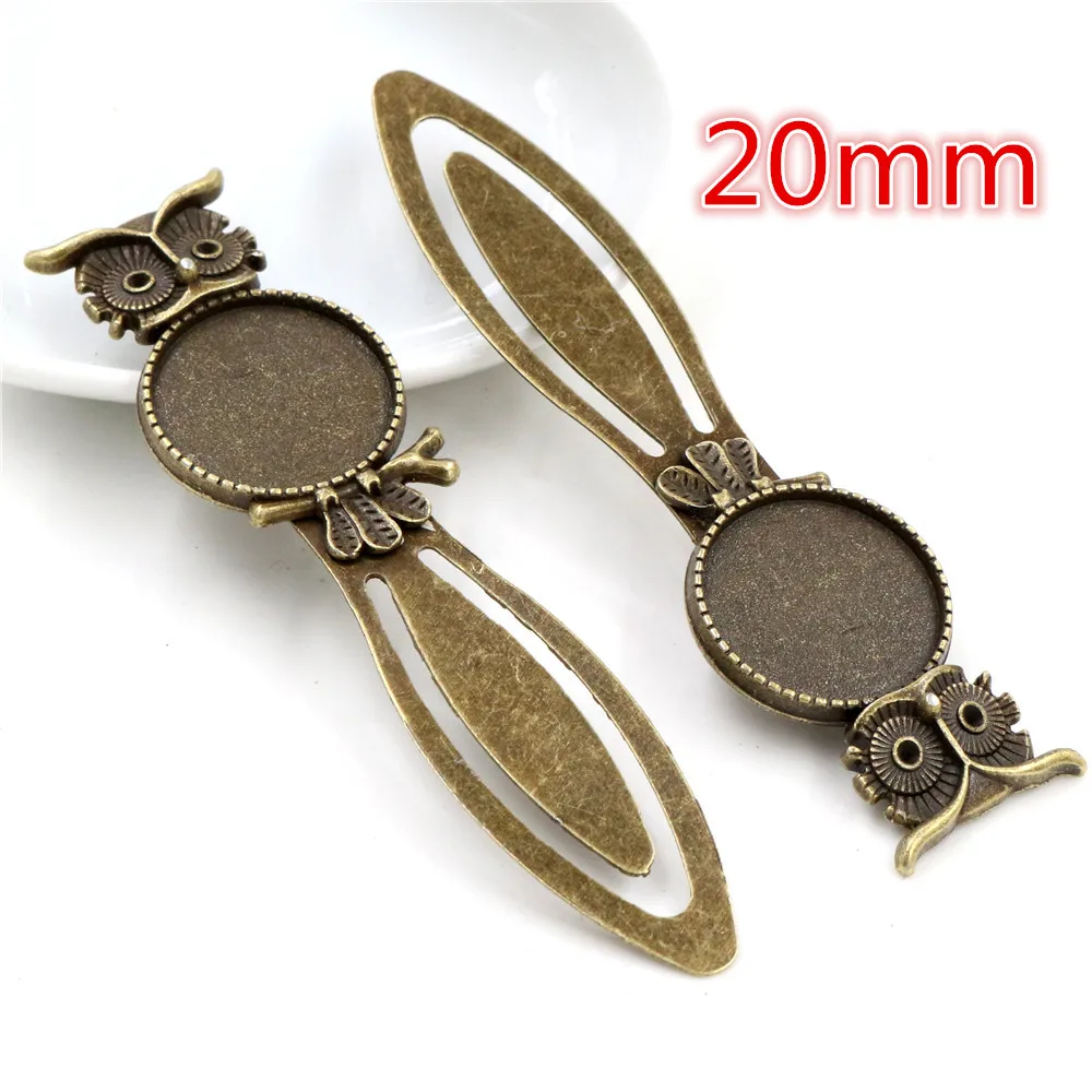 2pcs Antique Silver Plated Bronze Bookmark Cabochon Base Set