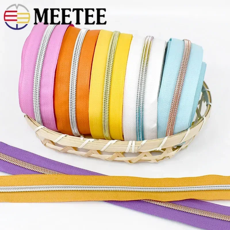 2Meters 5# Sewing Zippers By The Meter+2Pcs Zipper Slider Head Bag Purse Coil Zips Decor Pulls Repair Kit DIY Accessories