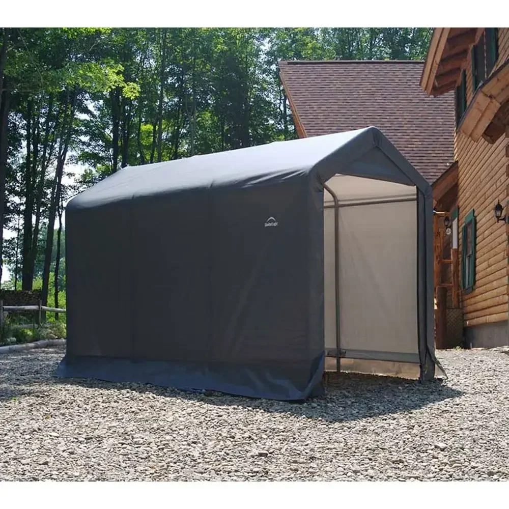 All-Season Steel Outdoor Storage Shed with Waterproof Cover and Heavy-Duty Anchors