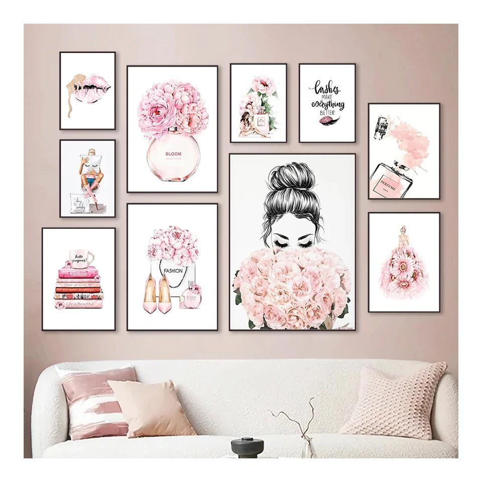 Diamond Painting New Arrival 2023 Home Decor Pink Sweet Flower Wall Art Mosaic Embroidery  Fashion Make Up for Domitory Design