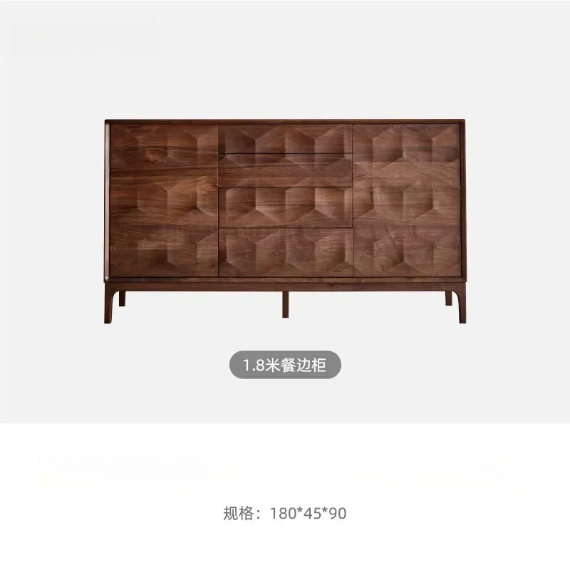 

Italian light luxury art carved storage cabinet North American imported black walnut simple side storage cabinet