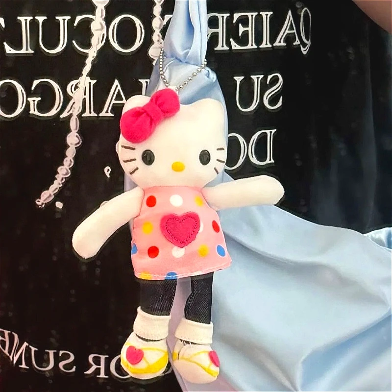 Y2k Sanrios Bag Accessories Anime Figure Hellokittys Keychain Pendant Cute Animal Toys Doll Key Ring Bag Ornaments Girls Gifts