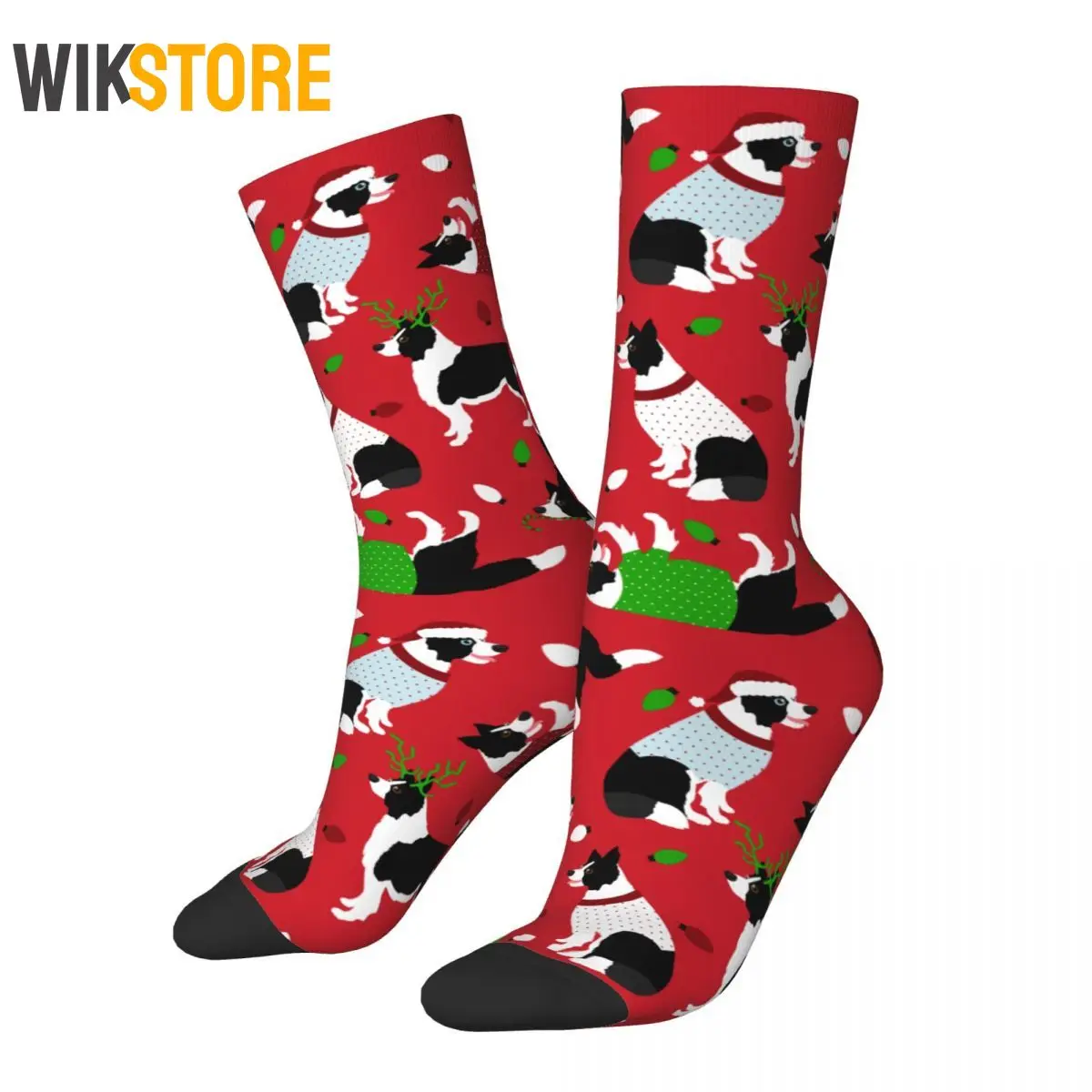 

Happy Funny Men's Socks Crazy Christmas Border Collie Sock Sport Women's Socks Spring Summer Autumn Winter Breathable Sock