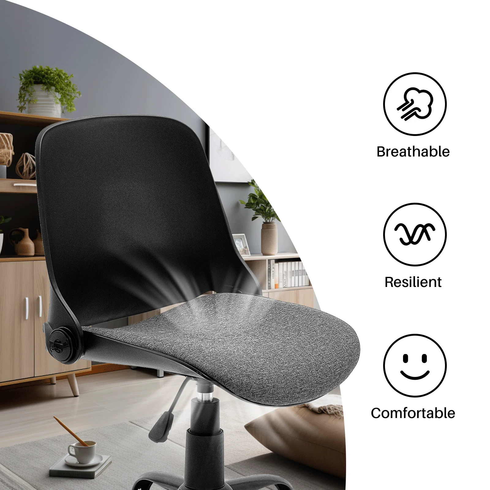 REDLIFE-silla de oficina con respaldo plegable, escritorio de oficina en casa, sillas de ordenador sin brazos, muebles ajustables para el hogar y la