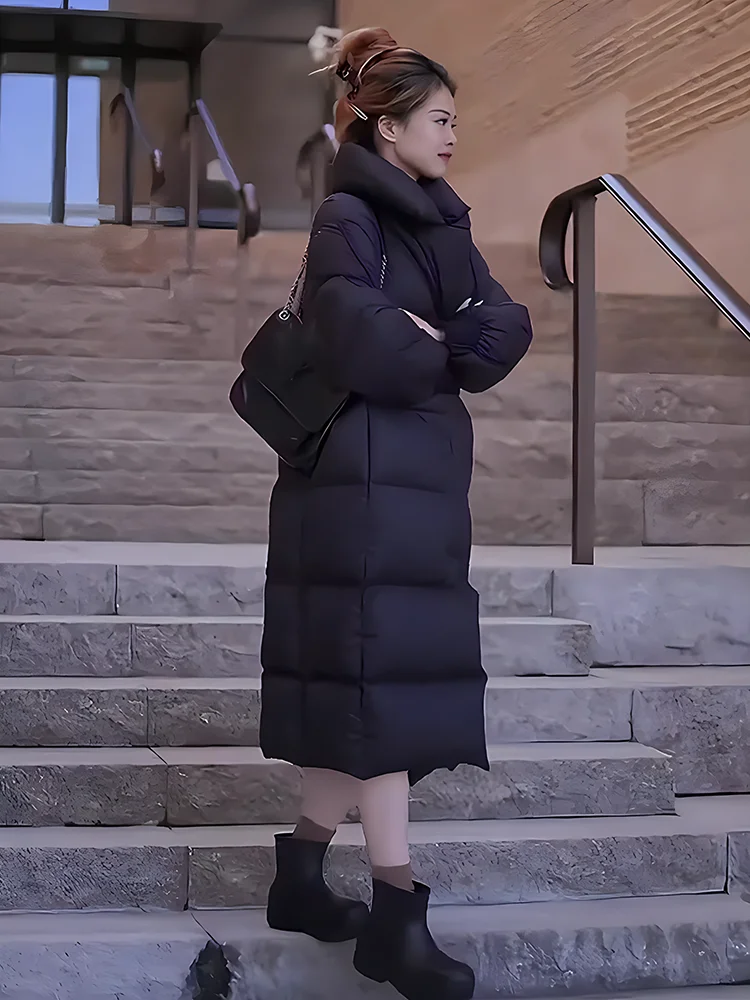 2024 invierno nuevo Faionable versátil Thiened Floing cuello grande blanco Du abajo Jaet mujer moda viaje Sle