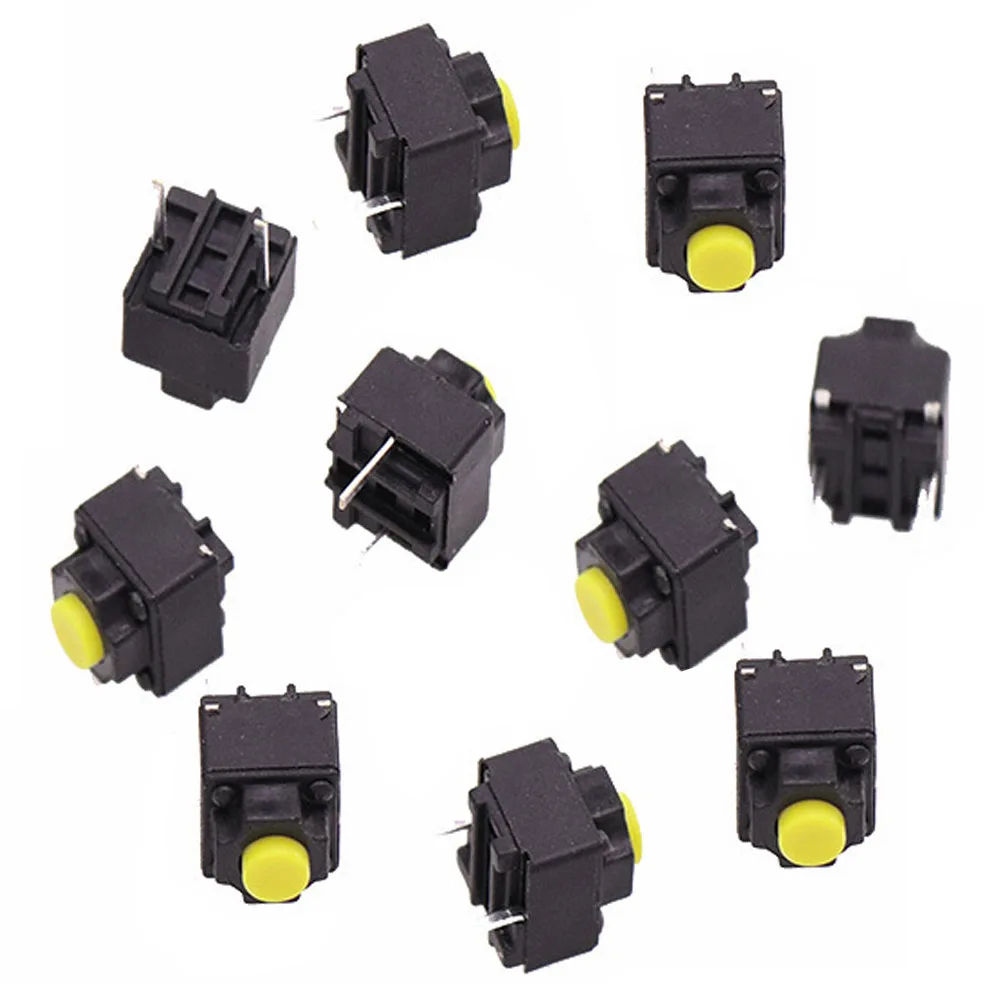 DC12V 50mA Mute Button 6*6*7.3mm Silent Switch Wireless Mouse Wired Mouse Button Micro Switch Yellow Push Button Switch 10PCS