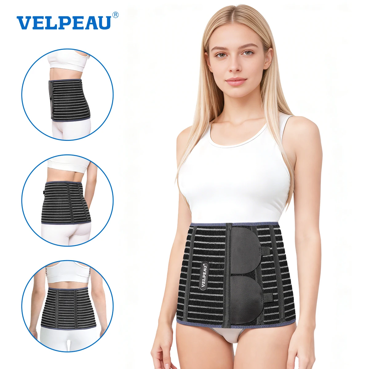 VELPEAU Elastic Postpartum Support Belt for Post-Surgery Recovery, Waist Trainer Compression Bandage Recovery Belt