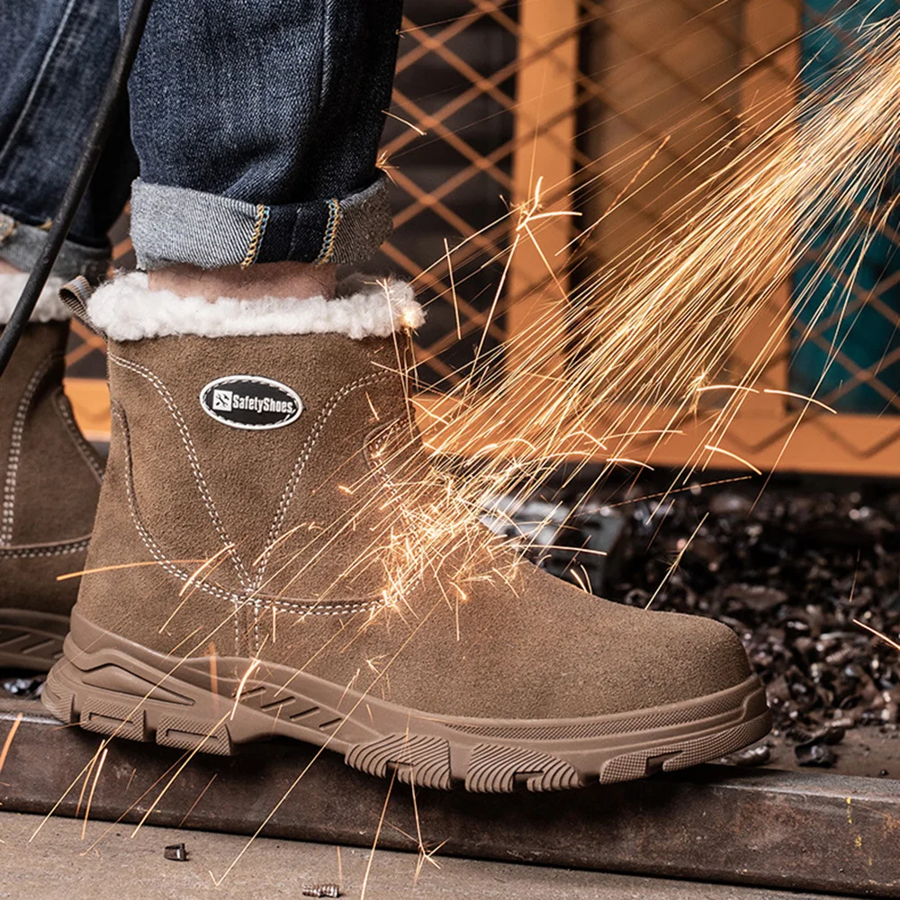 ArmorToe أحذية أمان حرارية شتوية جديدة عالية الجودة مبطنة بالصوف ومضادة للصدمات ومقاومة للثقب أحذية عمل للجنسين # درع2762