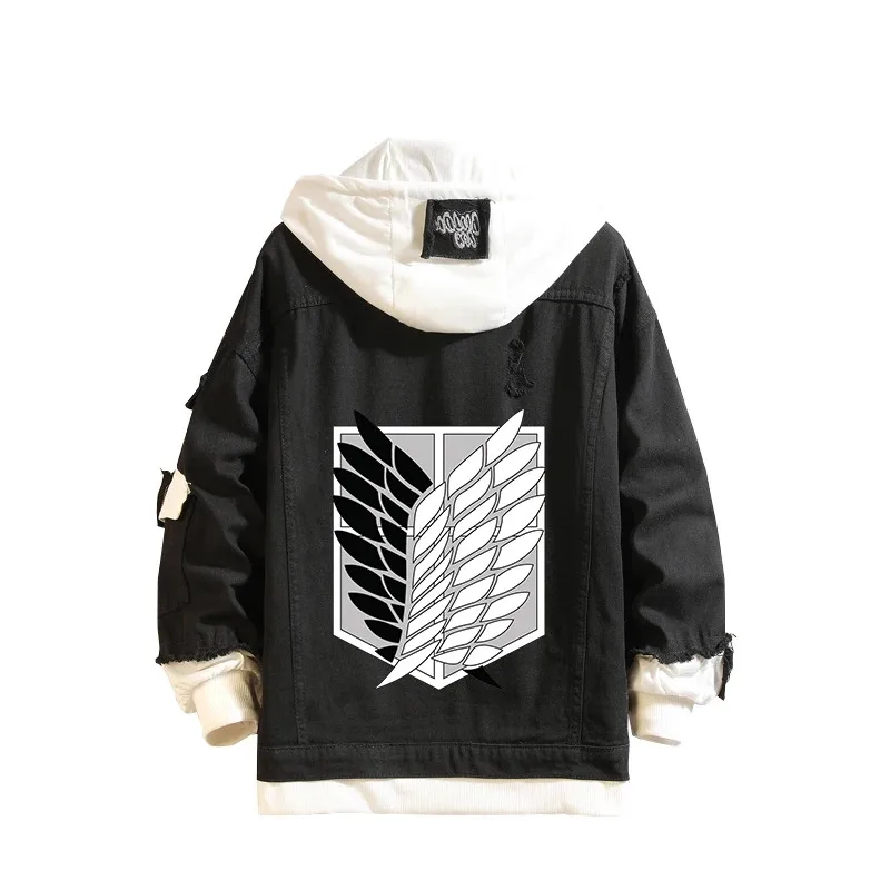 

didi 2112021 Hoodie Attack on Titan Denim Jacket Scout Regiment Mikasa Ackerman Rival Cosplay Jeans Coats Eren Jager Hooded Jack
