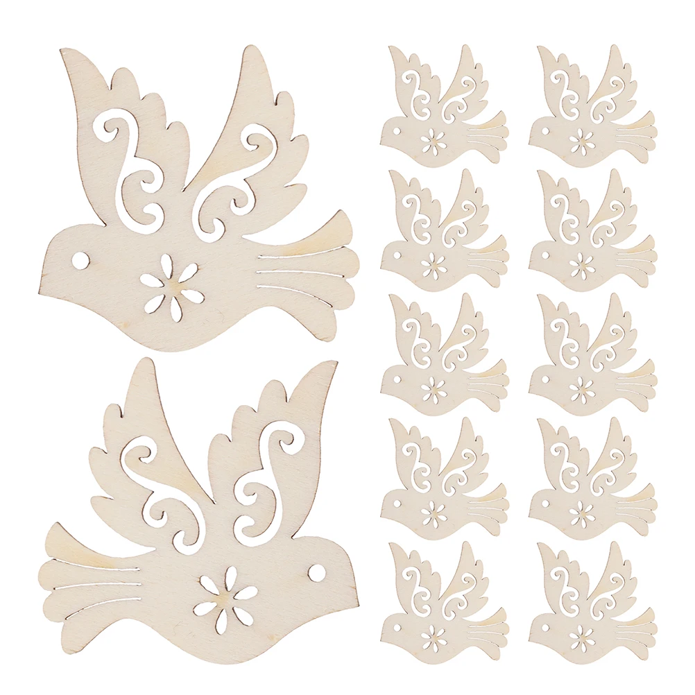 

100 Pcs Wooden Bird Pendant Crafts Unfinished Slices Vibrant Colors Safe Material Hollow Design Decor Home Office Cafe Tools