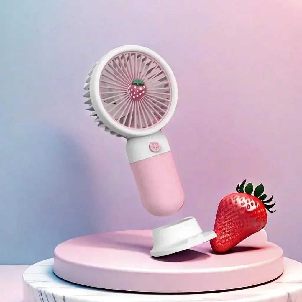 

Portable handheld small fan cute color collision with cell phone holder student gift desktop usb charging fan