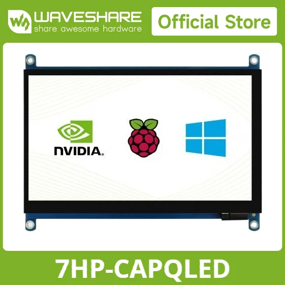 Waveshare 7inch QLED Quantum Dot Display, Capacitive Touch, 1024*600, G+G Toughened Glass Panel for Raspberry Pi 5/4B/3B