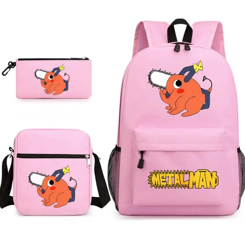 Mochila De motosierra Pochita para hombre y mujer, morral escolar grande para adolescentes, niñas y niños, 3 piezas, portátil, informal, el mejor regalo