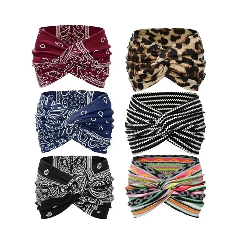 1 Stück Turban Paisley Twist Stirnband Damen Stirnbänder Breites Haarband für Frauen Großes Sport-Workout-Stirnband Dehnbares Rutschfestes Haarband – Detail 6