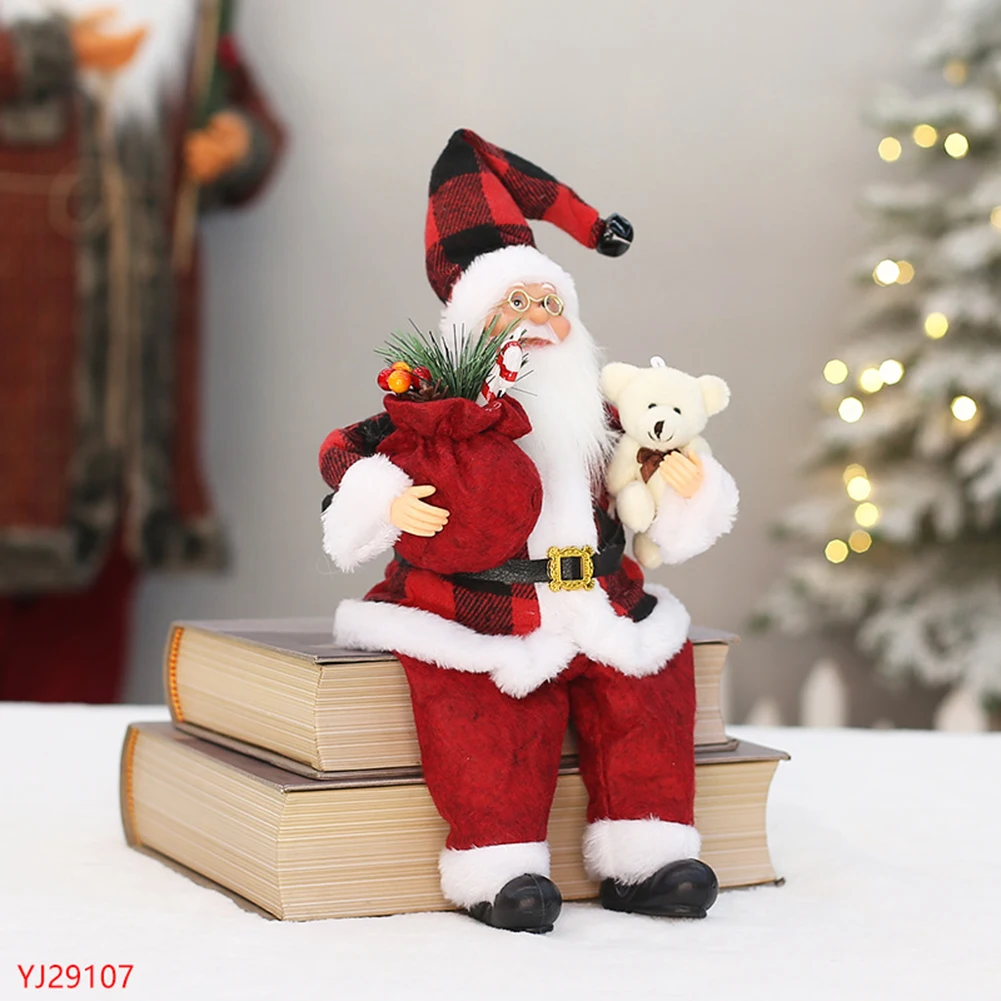 30cm Christmas Santa Claus Plush Doll Soft Xmas Ornament Xmas Tree Hanging Party Decor Outdoor Garden Home New Year Gift