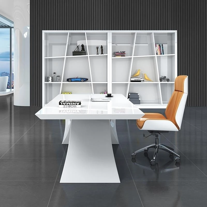 Simple modern paint office desk and chair combination manager table special-shaped desk creativity