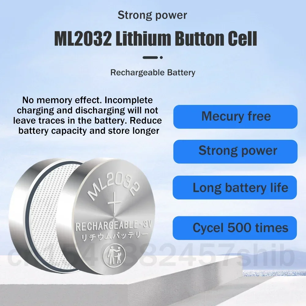 1-10pcs ML2032 3V Lithium Rechargeable Battery CR2032 CR 2032 DL2032 ECR2032 For Remote Control Motherboard Clock Toy Coin Cells