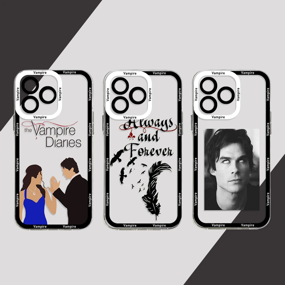 The Vampire Diaries Phone Case For iPhone 14 13 12 11 15 Pro Max 13Mini SE X XR XS Max 15Plus Transparent Covers Fundas