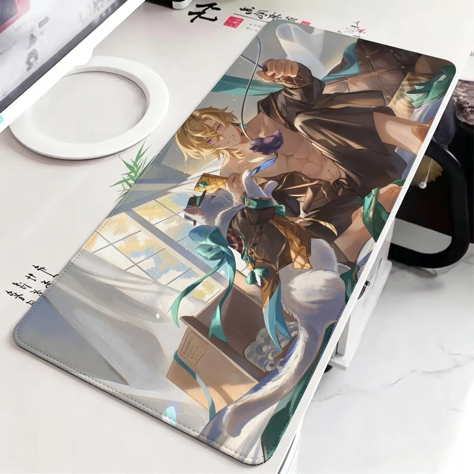 Esports gaming mouse pad, stitched edge computer desk mat,anime style desktop mouse mat Honkai Star Rail Aventurine Waveflair