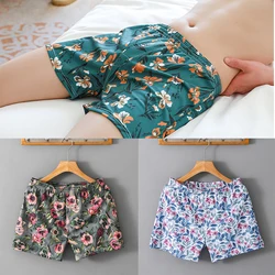 3PCS/Pack 3XL Big Size Ice Silk Satin Boxers&Briefs Trendy Print Men's Underpants Loose High Elastic Cool Soft Pajamas PJ Pants