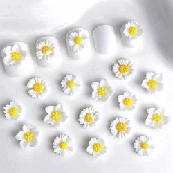 흰색 3D 아크릴 꽃 네일 아트 참, 데이지 릴리 액세서리 부품, 손톱 장식 용품, 재료 매니큐어 장식, 30 개