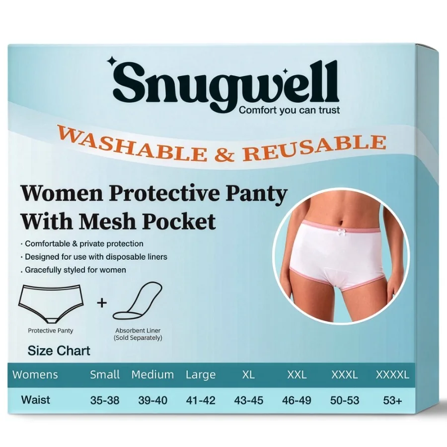 

Women Incontinence Washable Underwear, Mesh Pocket Panty, M, 15 Count