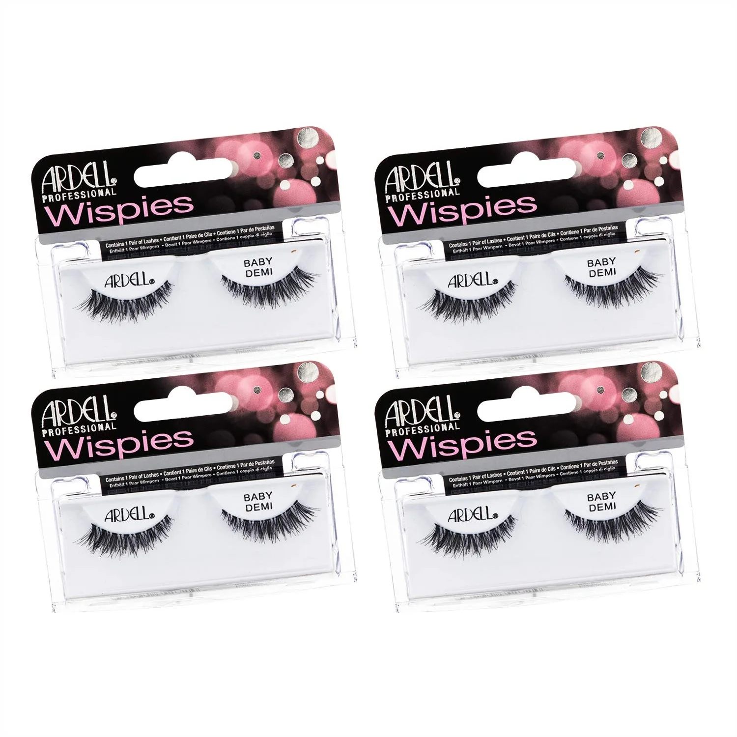 

Ardell Wispies Baby Demi Eyelashes Black, Soft Band Dramatic Volume Wispy Lashes, 4 Pack Natural Look