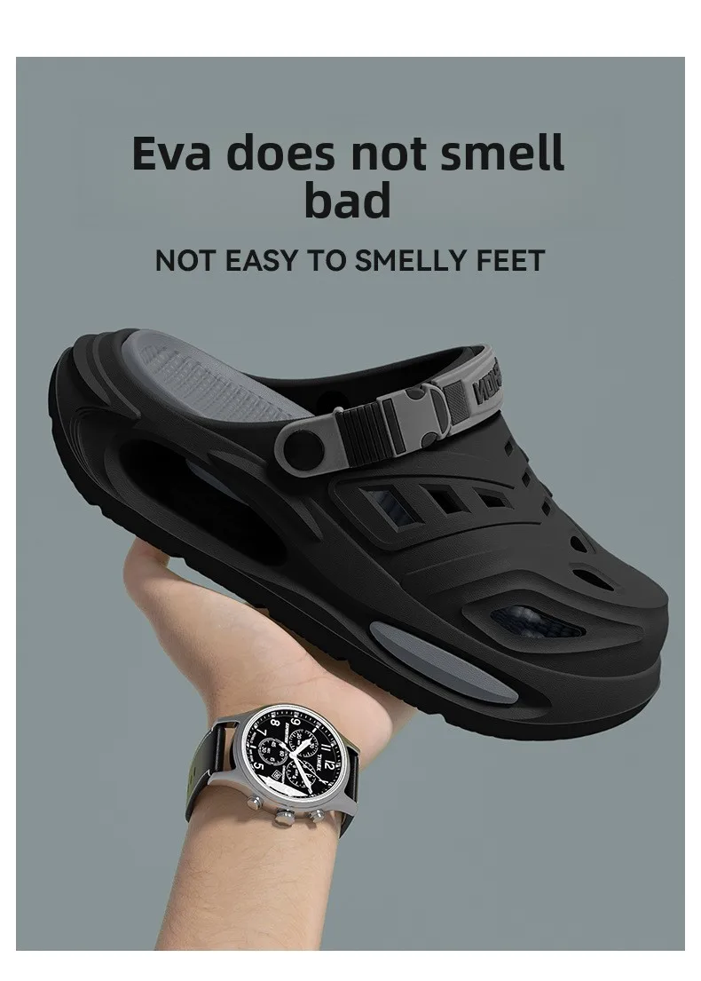 Sommer Herren Outdoor-Slipper mit dicker Sohle, rutschfeste Clog-Schuhe, verschleißfest, geruchsabweisend, zweifach tragbar – Detail 14