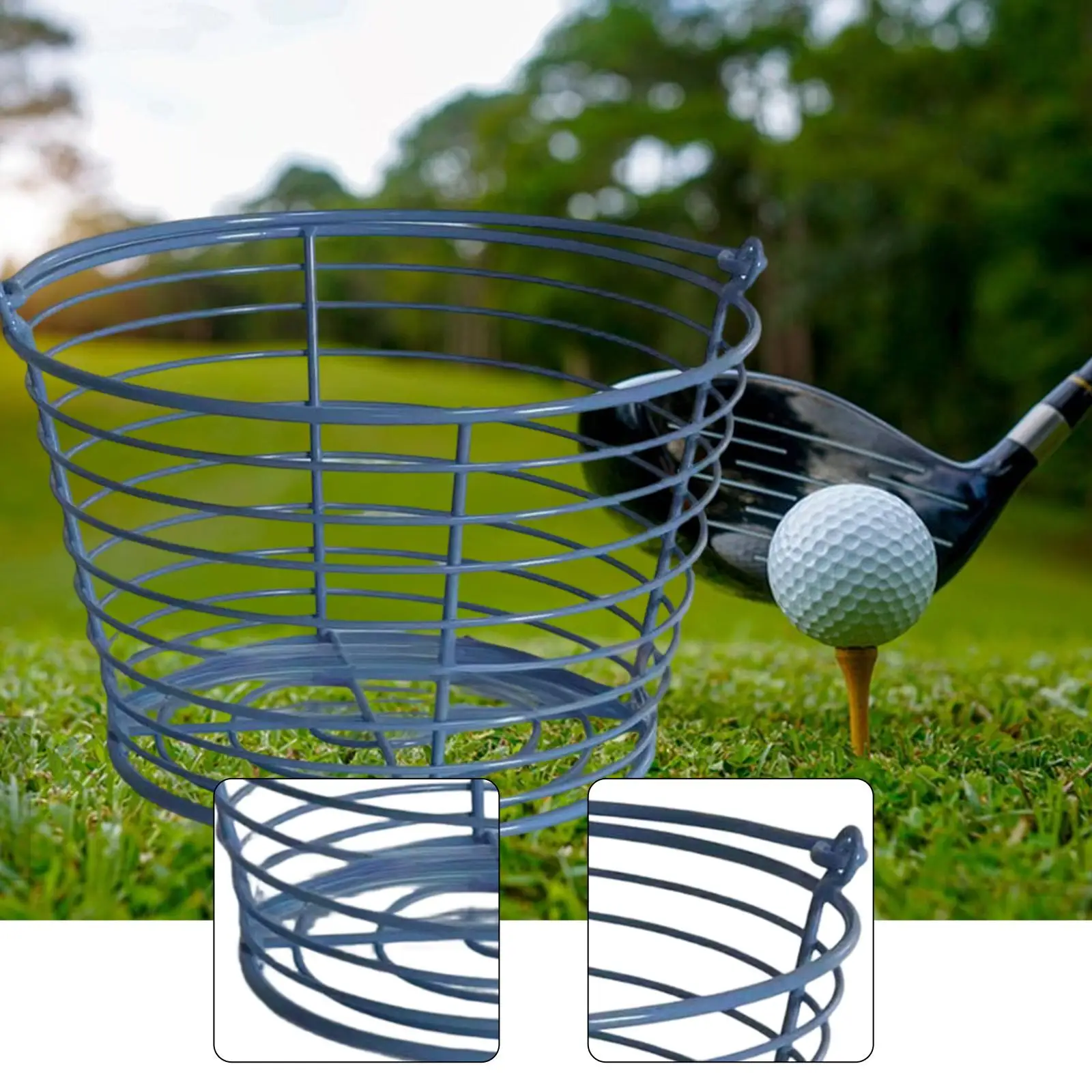 

Iron Golf Ball Carry Basket 50 Ball Portable Bucket Holder for Golf Simulator Room Practice Equipment