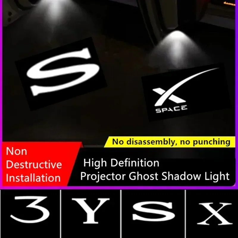 Laser Projector Ghost Shadow LED Car Door Welcome Light For Tesla Model 3/Y/S/X 2020-2022 2023 Auto Accessories