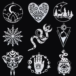 3pcs Gothic Charms Sun Moon Snake Butterfly Stainless Steel Pendant for Jewelry Making DIY Craft Earrings Necklace Accessories