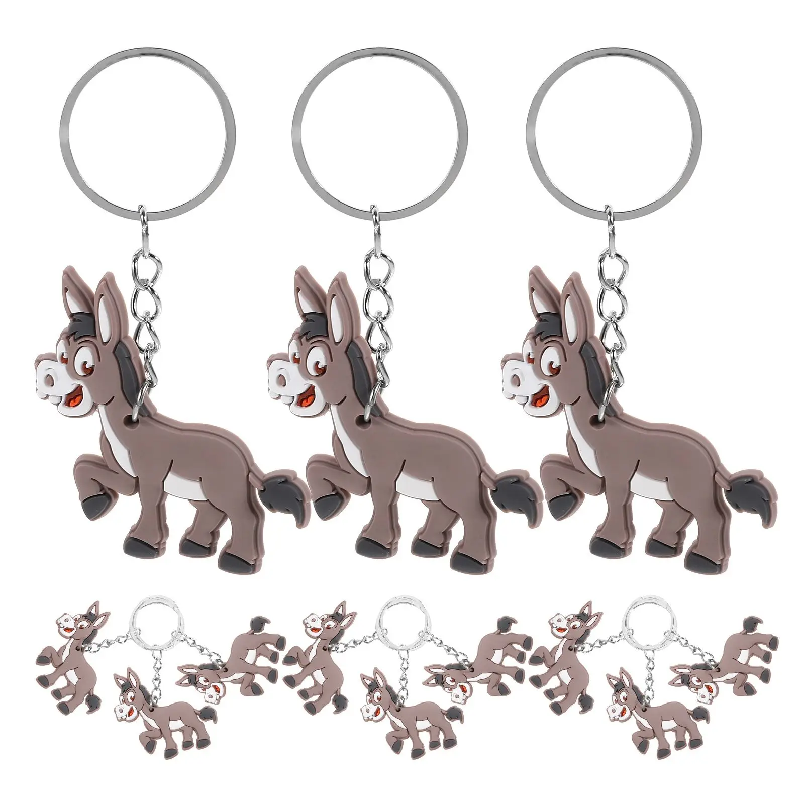 12 Pcs Donkey Keychain Charms Cartoon Hanging Jungle Animal Pendant Ring Bag Pvc Shape Child The Gift