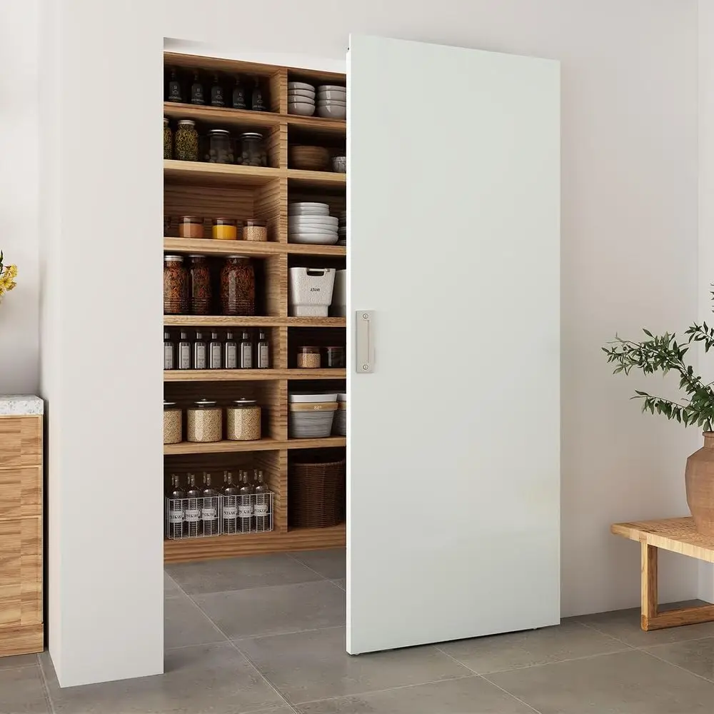 

Белая заподлицо-панель 36x80 Сдвижная дверь сарая с твердым сердечником, фурнитура с мягким закрыванием и двусторонними ручками