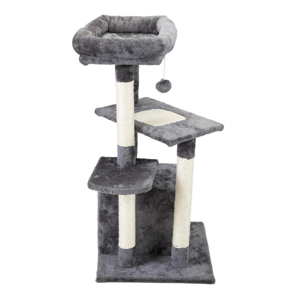 Double Level Cat Tree Stand House Furniture Kittens Activity Tower Posts Kitty Pet Play Gray Large Cat Tree Kitten Apartment