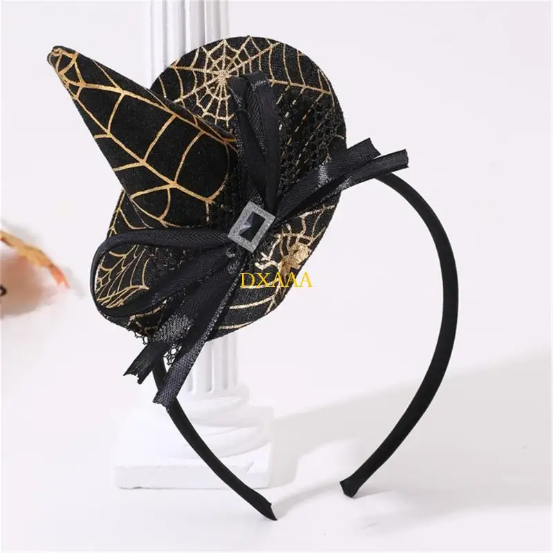 Spiderweb Witch Hat Headpiece - Halloween - close-up view