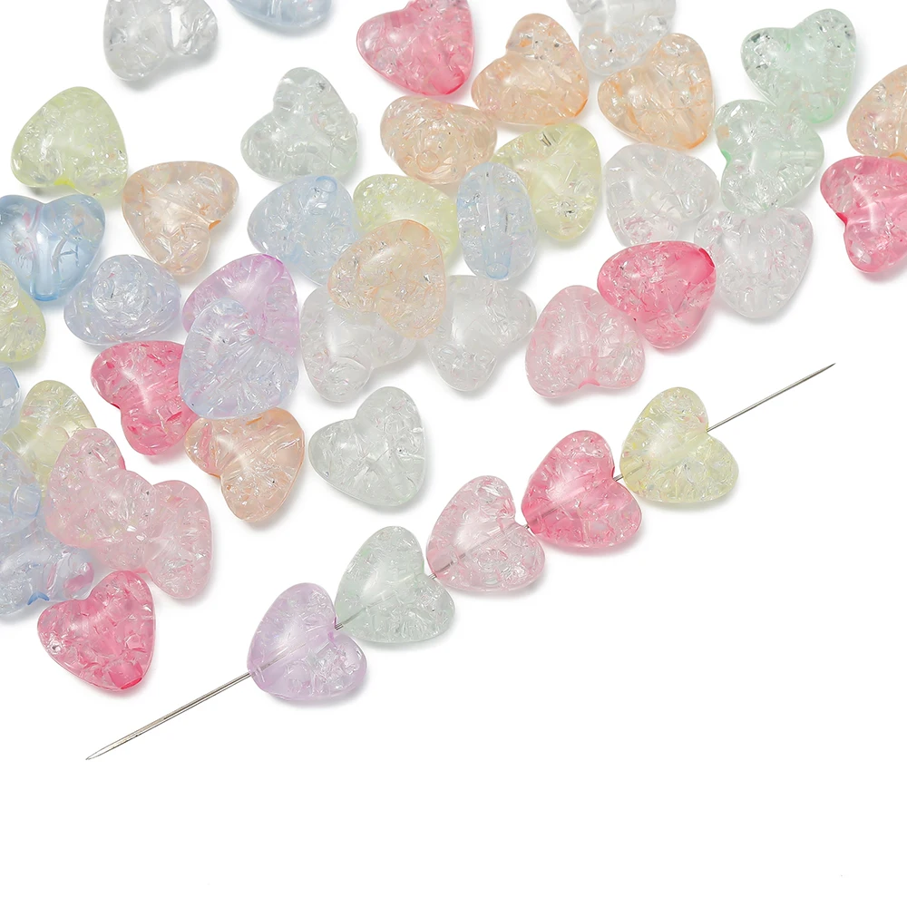 

50pcs/Lot Acrylic Heart Beads Crystal Loose Spacer Beads for DIY Jewelry Making Pendant Necklace Accessories Findings Supplies